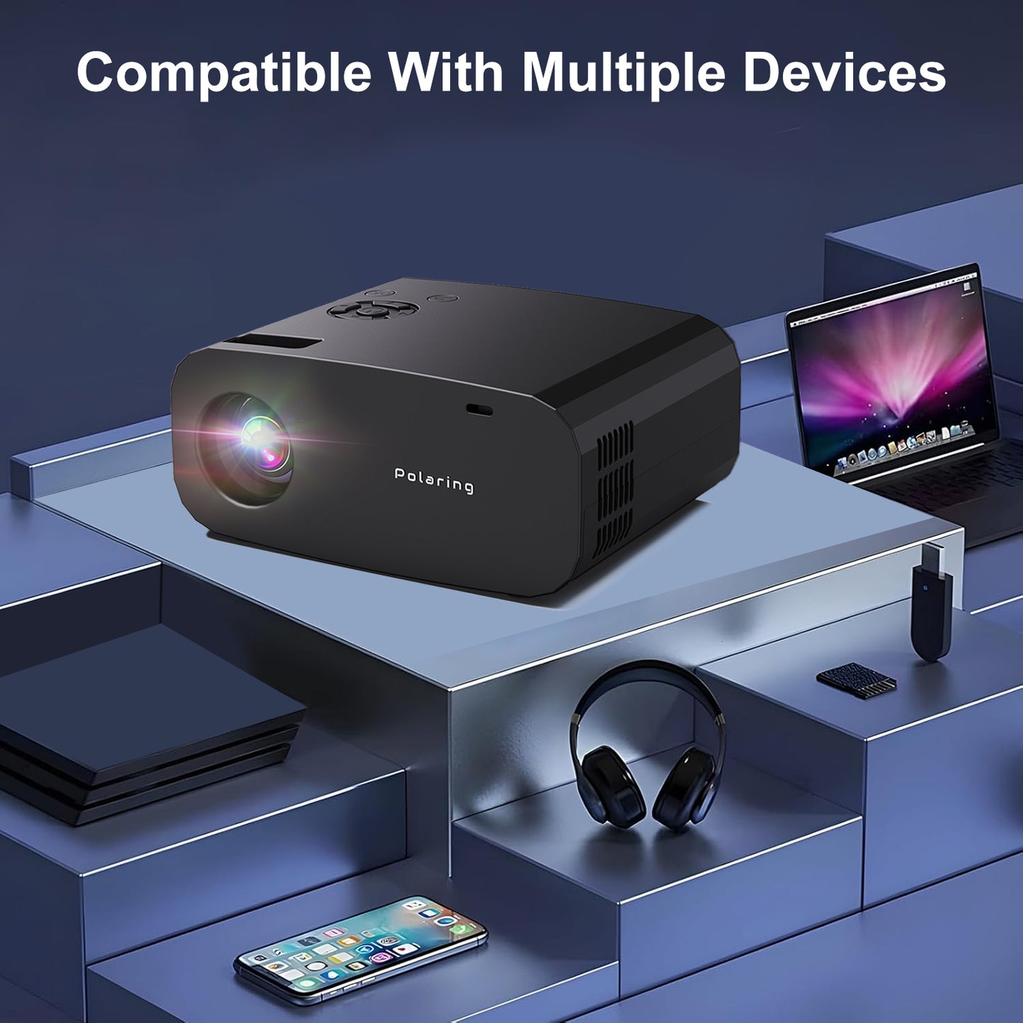 The P7Pro smart projector, 4K high-definition screenprojection, native 1080p, creating a small cinemain the bedroom