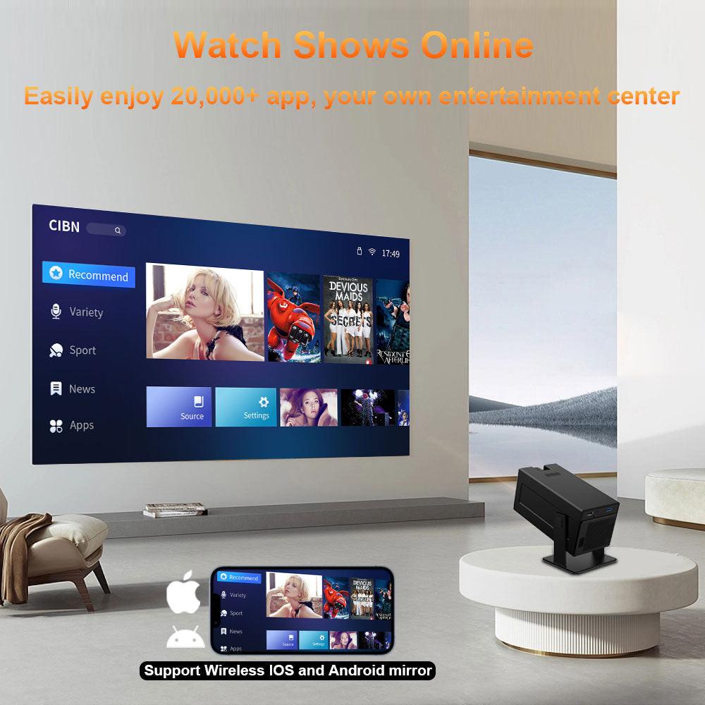 The P50 smart projector, 4K high-definition screen projection, native 1080p, creating a small cinema in the bedroom.