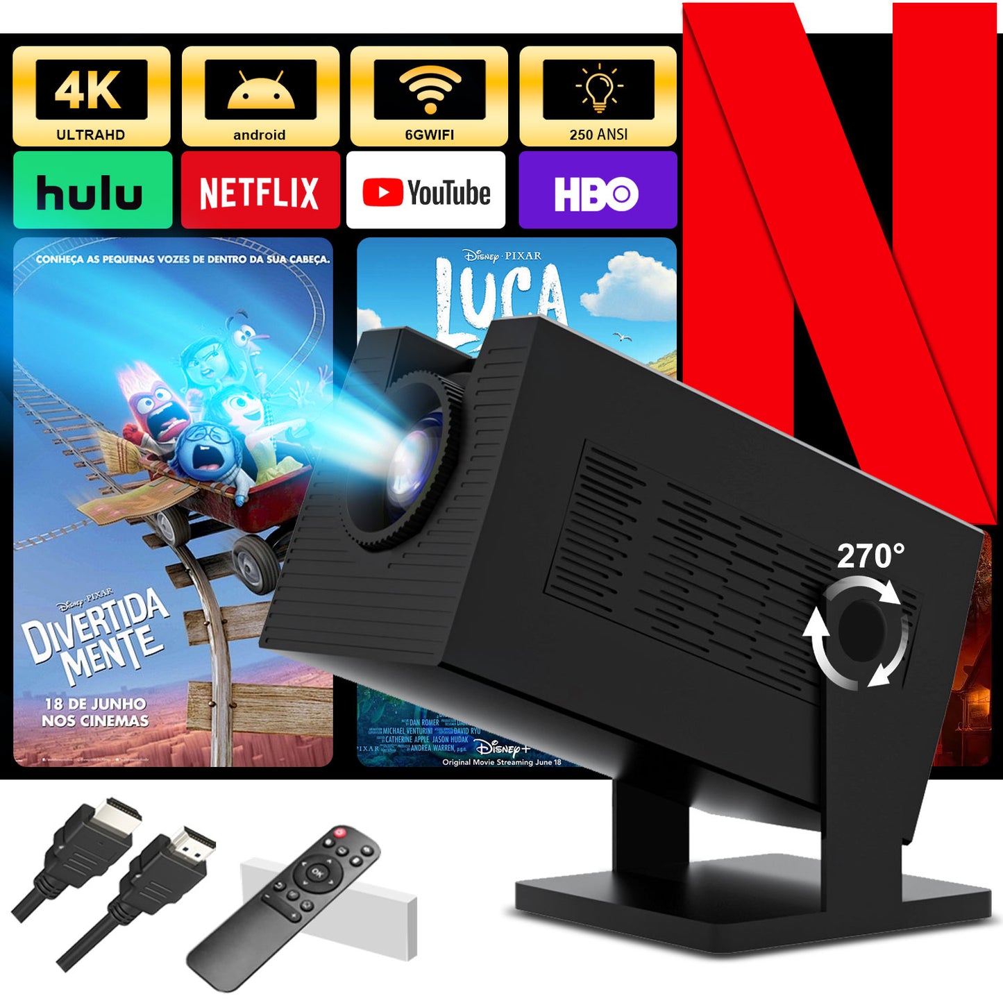 The P50 smart projector, 4K high-definition screen projection, native 1080p, creating a small cinema in the bedroom