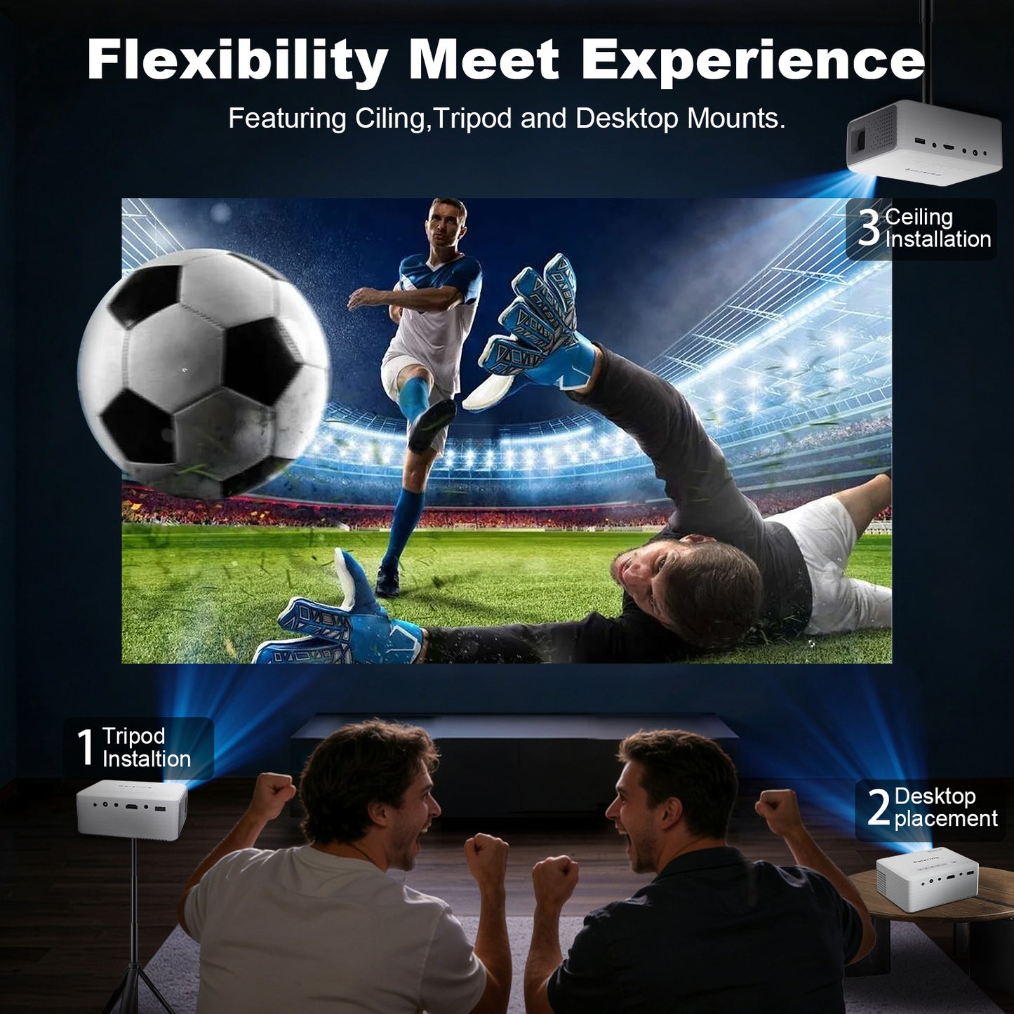 【N2 Smart Projector - 4.2 Inch LCD-Native 720P/4K Support-100 ANSI Lumens】, Palm-Sized Portable HD Projector for Outdoor Viewing