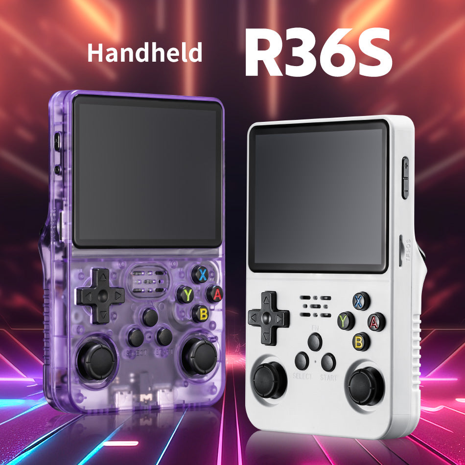 The R36s game console is equipped with high.performance chips and offers a wide range ofgames. lt is a handheld game console withergonomic design.