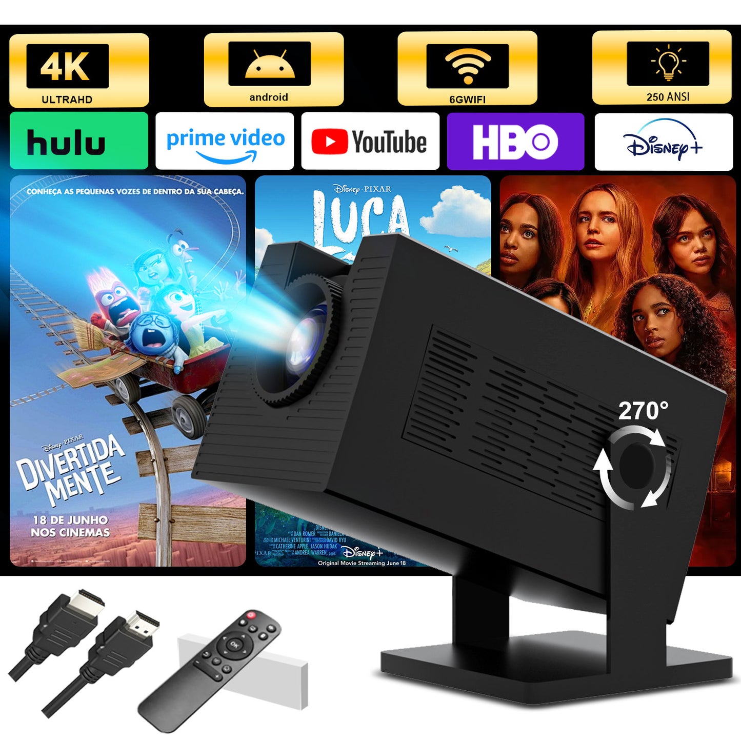 The P50 smart projector, 4K high-definition screen projection, native 1080p, creating a small cinema in the bedroom.