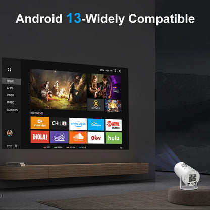 The HY300 Pro projector,4K high-definition screen projection, native 1080p, creating a small cinema in the bedroom.