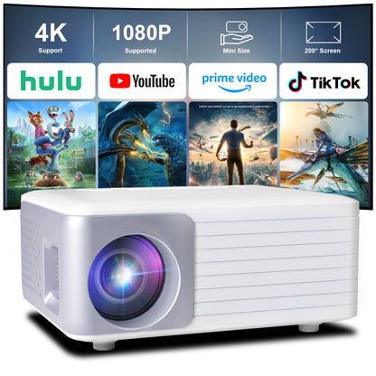 【N2 Smart Projector - 4.2 Inch LCD-Native 720P/4K Support-100 ANSI Lumens】, Palm-Sized Portable HD Projector for Outdoor Viewing