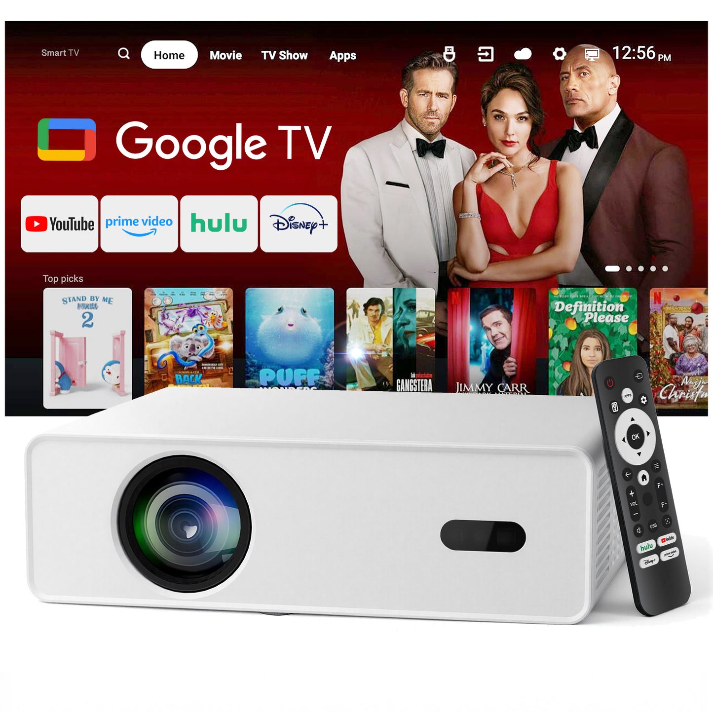 【H7 Smart Projector - 4.0 Inch LCD-Native 1080P/4K Support-1000ANSI Lumens】, 200-Inch Screen, Perfectly Suitable For Home Theater Projectors Used At Night.