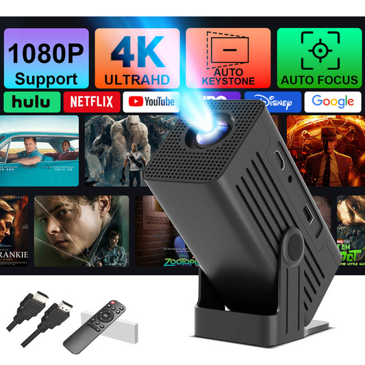 The N6 Black intelligent projector, native 1080P resolution, 4K high-definition smooth projection, palm-sized for easy portability, a great choice for outdoor viewing.