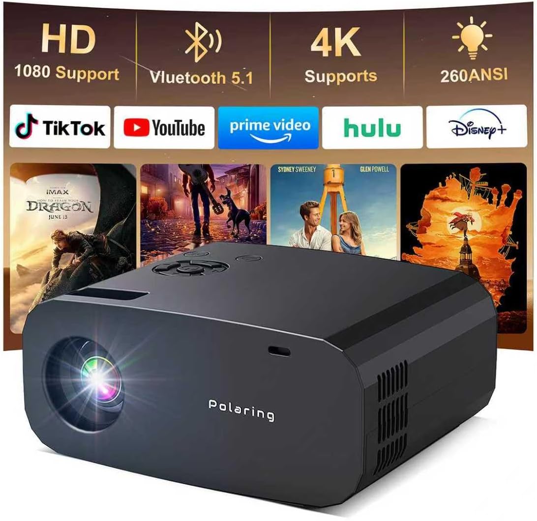 【P7 Pro Black Smart Projector - Android 13.0 - LCD Screen 4.2 inches - Resolution 1920*1080 - 280 ANSI Lumens】creating a small cinemain the bedroom and home