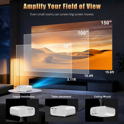 The P7Pro smart projector, 4K high-definition screenprojection, native 1080p, creating a small cinemain the bedroom