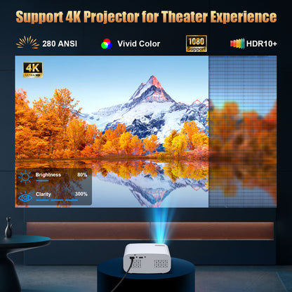 The P7Pro smart projector, 4K high-definition screenprojection, native 1080p, creating a small cinemain the bedroom