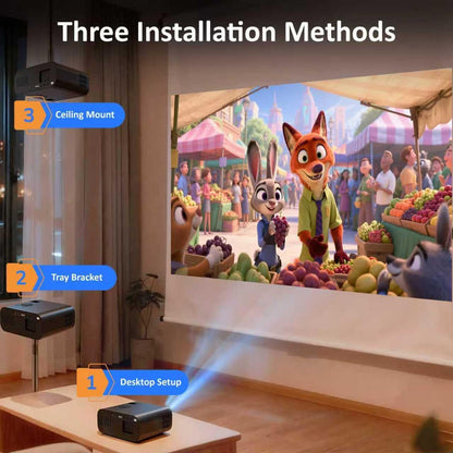 【P7 Pro Black Smart Projector - Android 13.0 - LCD Screen 4.2 inches - Resolution 1920*1080 - 280 ANSI Lumens】creating a small cinemain the bedroom and home