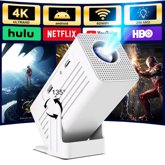 The N6 White intelligent projector, native 1080P resolution, 4K high-definition smooth projection, palm-sized for easy portability, a great choice for outdoor viewing.