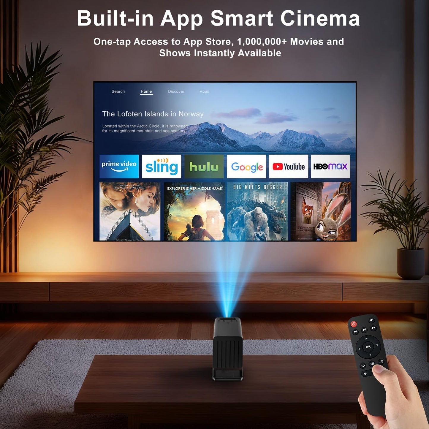 One-tap Access to App Store, 1,000,000+ Movies andShows Instantly Available.