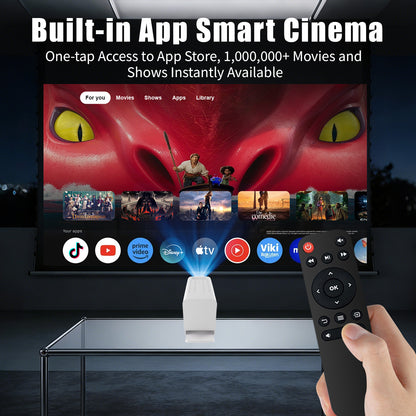 【N6 White Smart Projector - Android 11.0 - LCD Screen 4.7 inches - Resolution 1920*1080 - 260 ANSI Lumens】high-definition smooth projection, palm-sized for easy portability, a great choice for outdoor viewing.