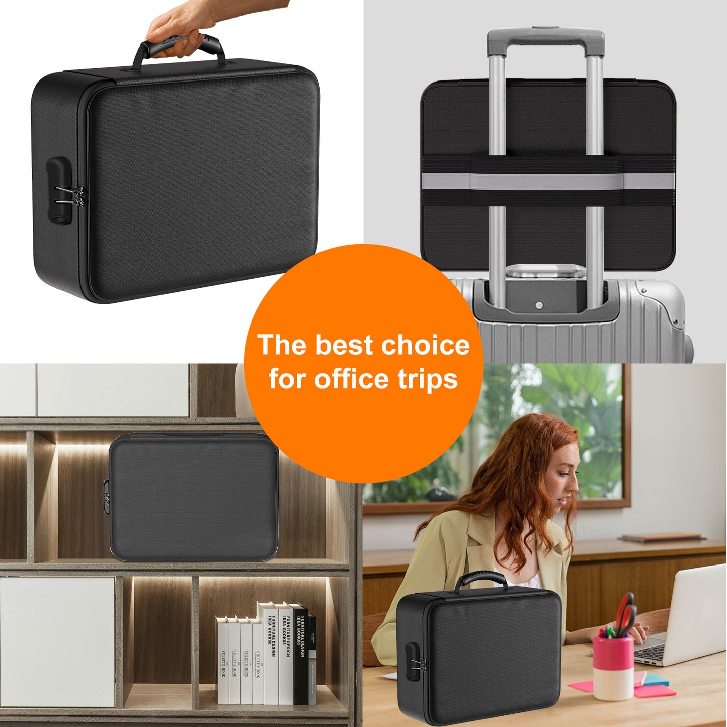 Fireproof Document Box, Multi-Layer Heat Insulated Fire and waterproof office bag with lock，Portable family outdoor travel bags are suitable for storing important documents and valuable