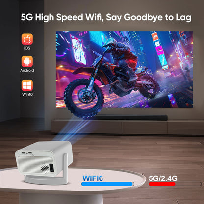 The M6 smart projector, equipped with Android system, 4K HD projection, can rotate 360°, allowing you to enjoy movies comfortably even when lying down. home cinema built-in speaker Audio