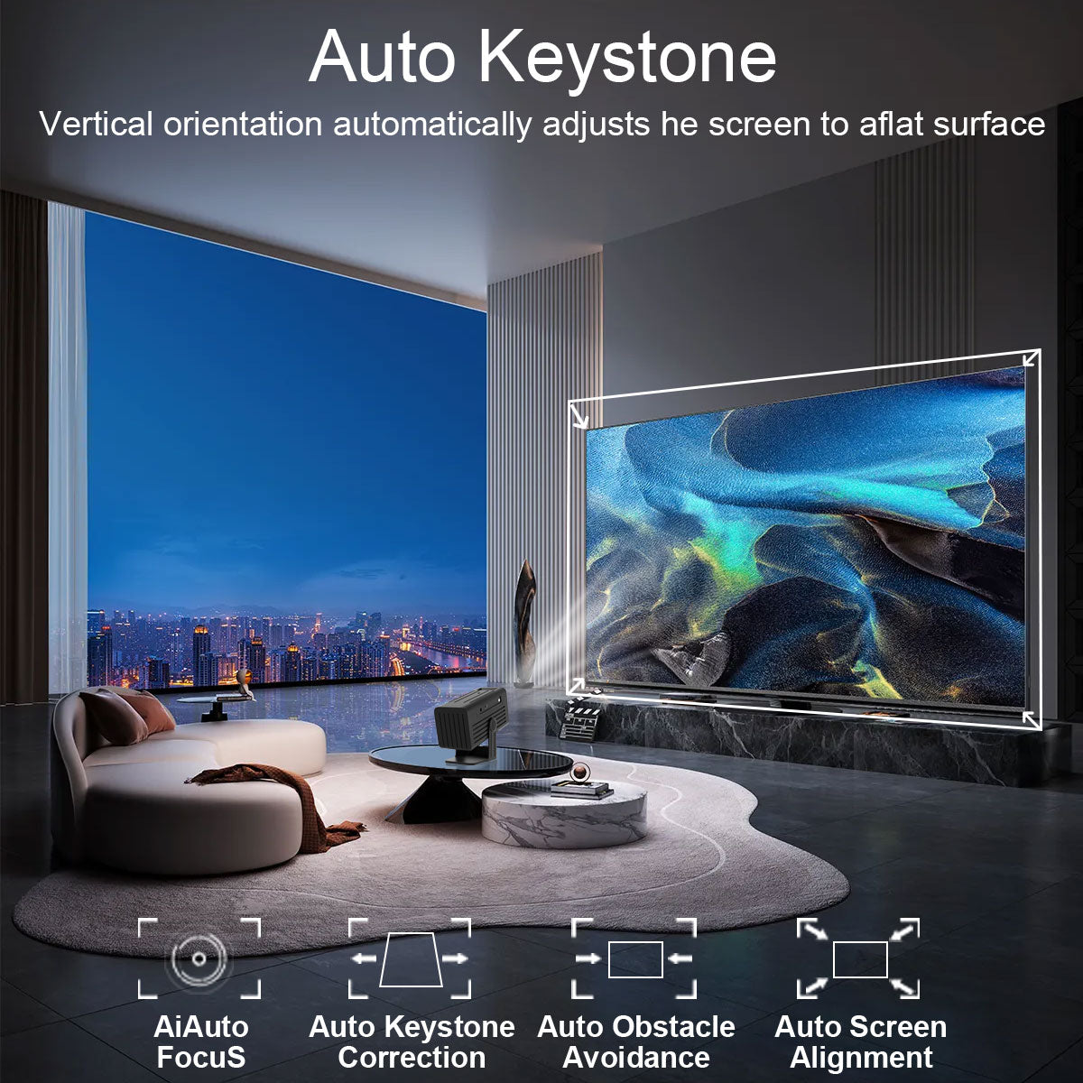 The N6 Black intelligent projector, native 1080P resolution, 4K high-definition smooth projection, palm-sized for easy portability, a great choice for outdoor viewing.