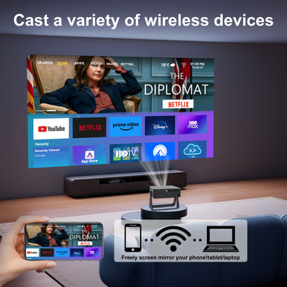 The N5A intelligent projector, native 1080P resolution, 4K HD smooth screen projection for watching movies, a great choice for group viewing