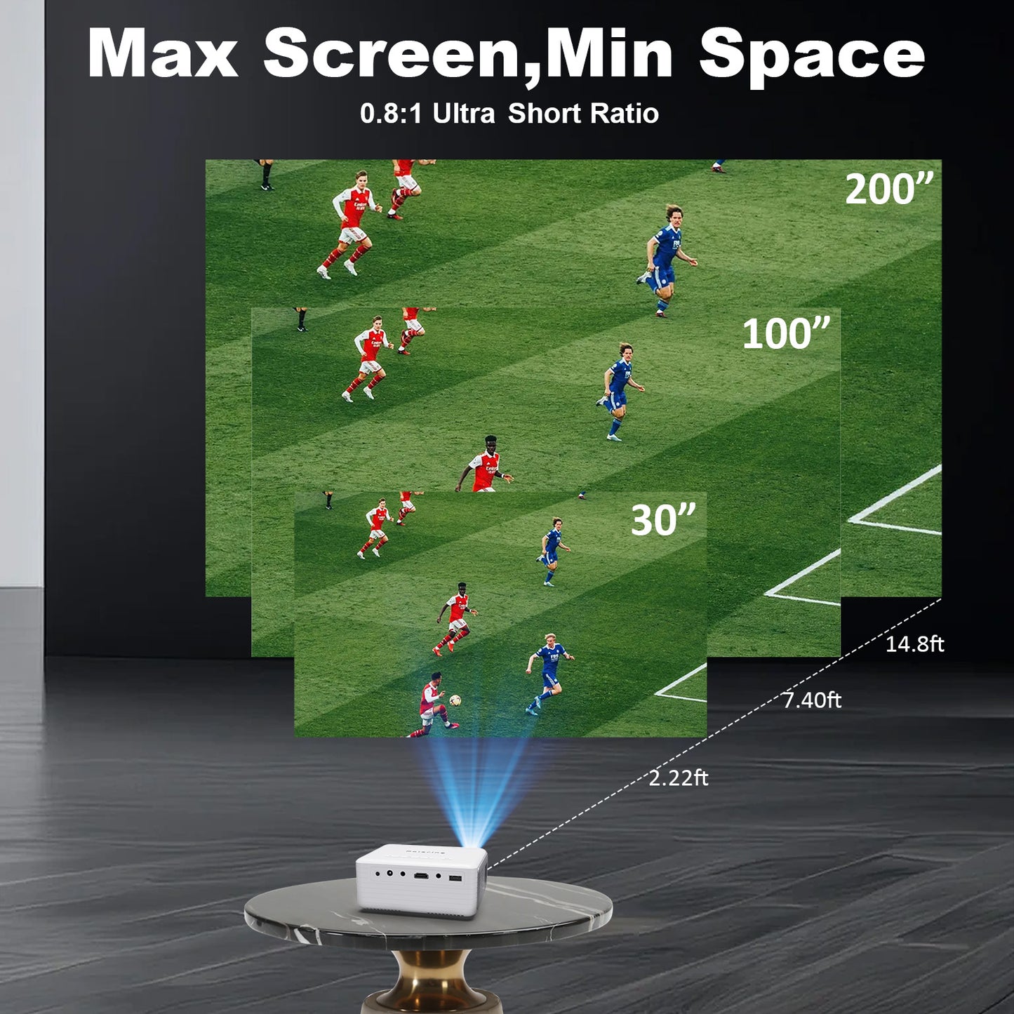 【N2 Smart Projector - 4.2 Inch LCD-Native 720P/4K Support-100 ANSI Lumens】, Palm-Sized Portable HD Projector for Outdoor Viewing