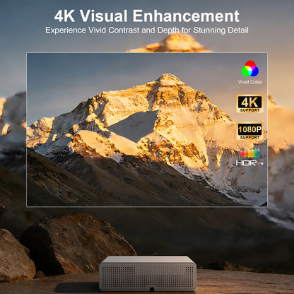 【H7 Smart Projector - 4.0 Inch LCD-Native 1080P/4K Support-1000ANSI Lumens】, 200-Inch Screen, Perfectly Suitable For Home Theater Projectors Used At Night.