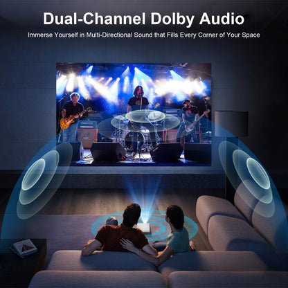 【H7 Smart Projector - 4.0 Inch LCD-Native 1080P/4K Support-1000ANSI Lumens】, 200-Inch Screen, Perfectly Suitable For Home Theater Projectors Used At Night.