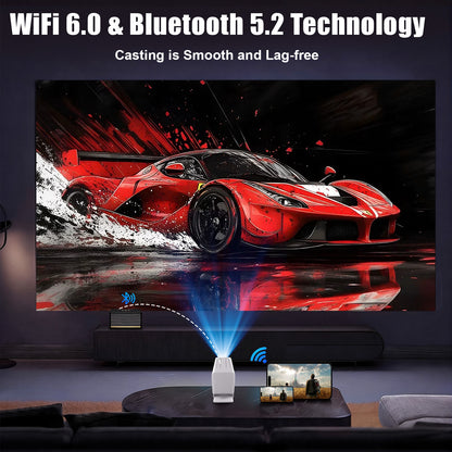 【N6 White Smart Projector - Android 11.0 - LCD Screen 4.7 inches - Resolution 1920*1080 - 260 ANSI Lumens】high-definition smooth projection, palm-sized for easy portability, a great choice for outdoor viewing.