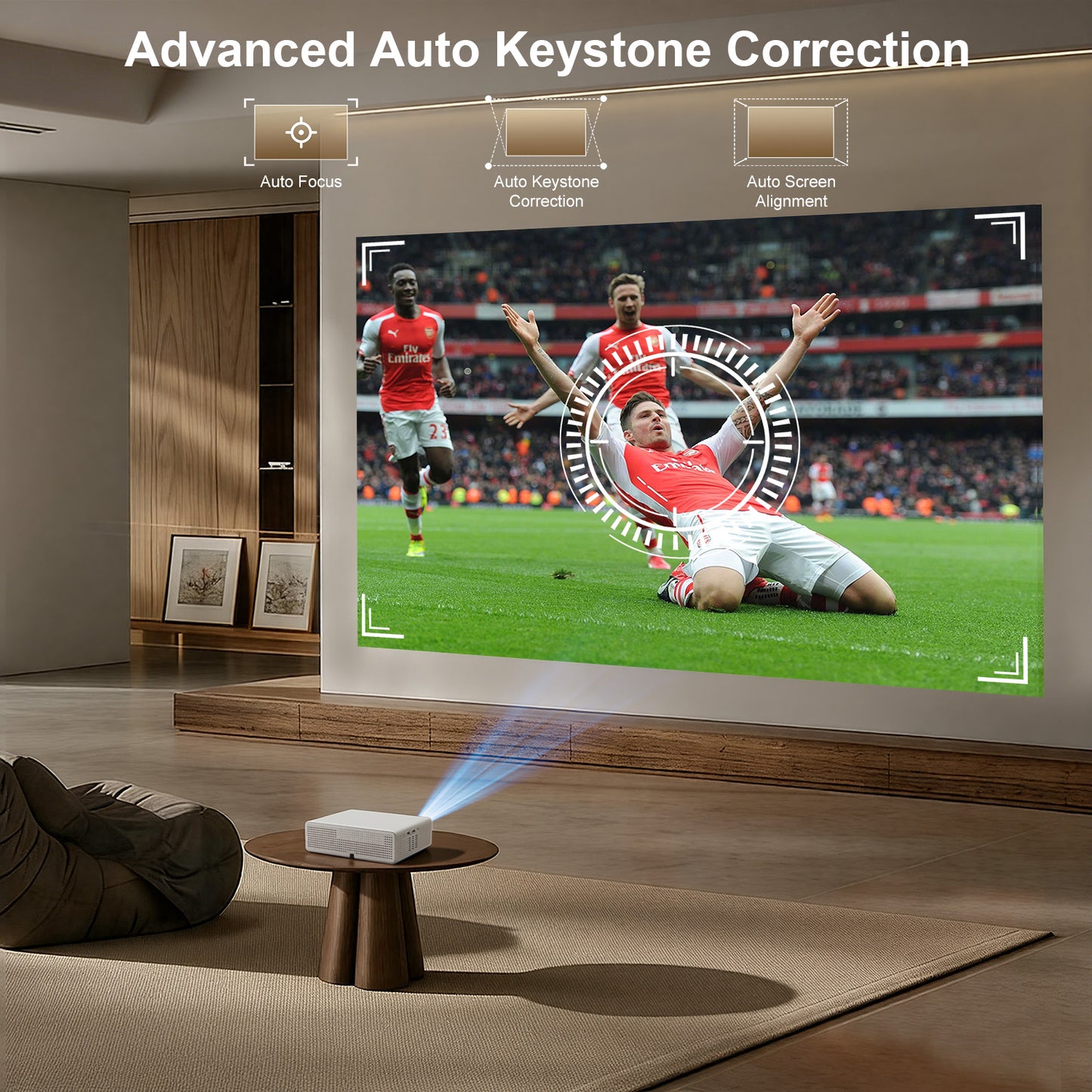 【H7 Smart Projector - 4.0 Inch LCD-Native 1080P/4K Support-1000ANSI Lumens】, 200-Inch Screen, Perfectly Suitable For Home Theater Projectors Used At Night.