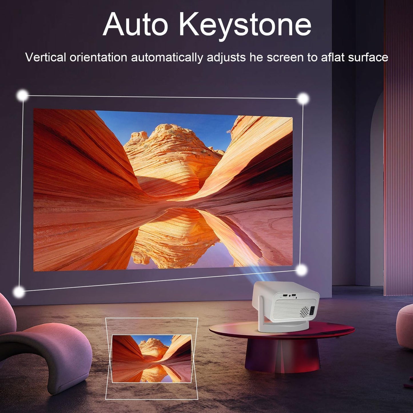 Auto Keystone & Focus Projector - Perfect Image in Seconds, Effortless Setup.