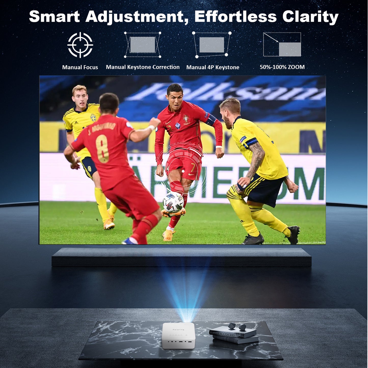 【N2 Smart Projector - 4.2 Inch LCD-Native 720P/4K Support-100 ANSI Lumens】, Palm-Sized Portable HD Projector for Outdoor Viewing