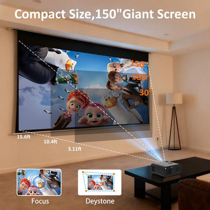 【P7 Pro Black Smart Projector - Android 13.0 - LCD Screen 4.2 inches - Resolution 1920*1080 - 280 ANSI Lumens】creating a small cinemain the bedroom and home