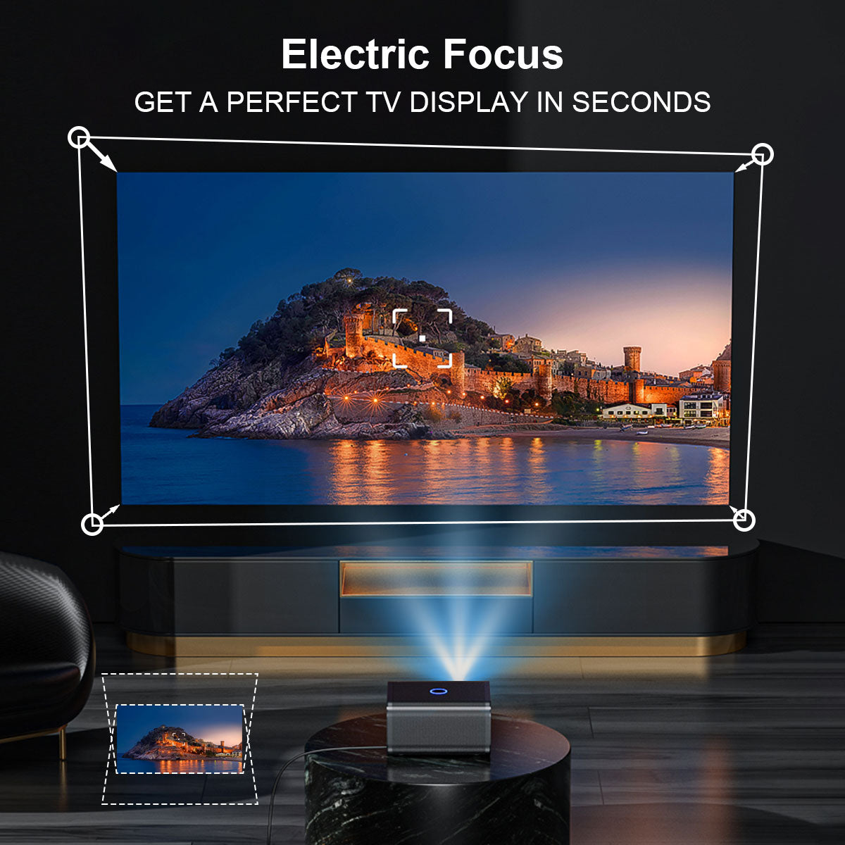 The A1 smart projector, equipped with Android system, 4K HD projection, can rotate 360°, allowing you to enjoy movies comfortably even when lying down.  home cinema built-in speaker Audio