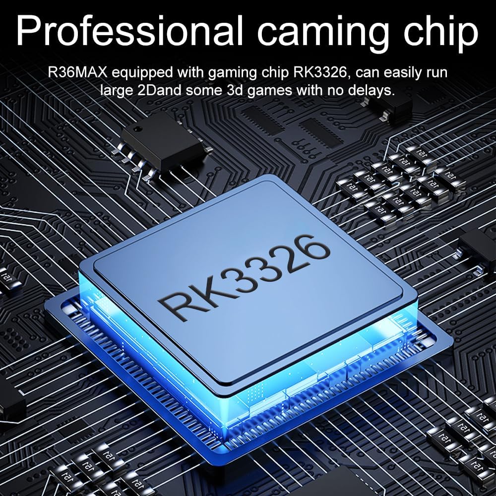 R36MAX equipped with gaming chip RK3326, can easily run
large 2Dand some 3d games with no delays.