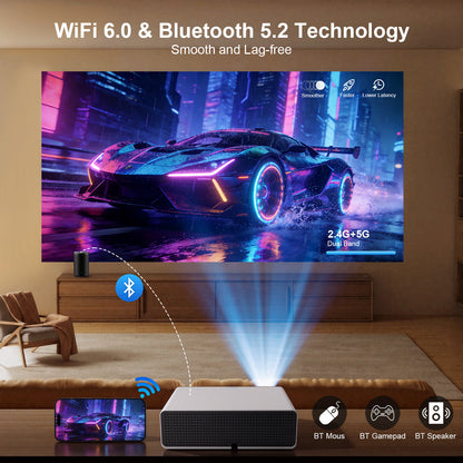 【H7 Smart Projector - 4.0 Inch LCD-Native 1080P/4K Support-1000ANSI Lumens】, 200-Inch Screen, Perfectly Suitable For Home Theater Projectors Used At Night.