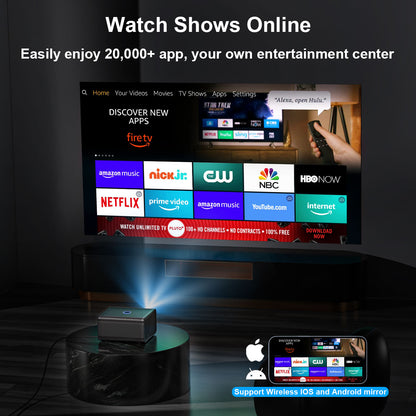 The A1 smart projector, equipped with Android system, 4K HD projection, can rotate 360°, allowing you to enjoy movies comfortably even when lying down.  home cinema built-in speaker Audio