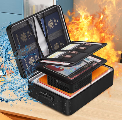 Fireproof Document Box, Multi-Layer Heat Insulated Fire and waterproof office bag with lock，Portable family outdoor travel bags are suitable for storing important documents and valuable