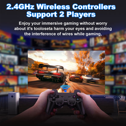 The M8 Wireless Retro Game controller,Retro Game Console with 40000+Games and 23 Emulators, Dual 2.4G Wireless Controllers, Plug and play 4K HD HDMI TV Video Stick.