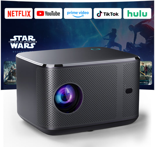 【A5 Projector - Android 13 - LCD Screen 5.7 inches - 1920*1080P Resolution - 2500 ANSI Lumens】 with wifi and bluetooth,Movie Projector for Bedroom Celling Camping & Outdoor Use,Home Projector with Speaker, Auto Keystone