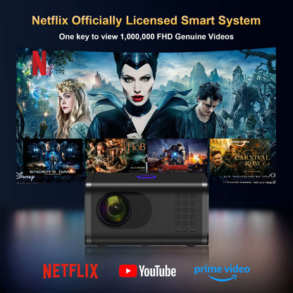 The A1 smart projector, equipped with Android system, 4K HD projection, can rotate 360°, allowing you to enjoy movies comfortably even when lying down.  home cinema built-in speaker Audio